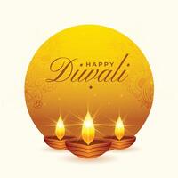 contento Diwali celebrazione carta con diya decorazione vettore