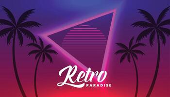 retrò neon tropicale sfondo con palma albero vettore