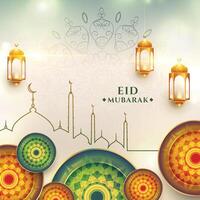 eid mubarak saluto design realistico sfondo vettore