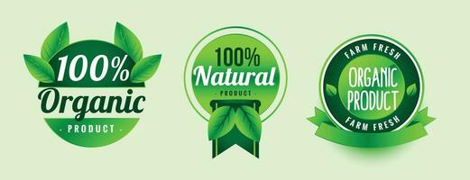 naturale biologico Prodotto verde etichette design vettore