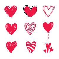 cuore amore scarabocchio vettore illustrazione. amore mano disegnato icona impostare. adatto per San Valentino giorno elemento.