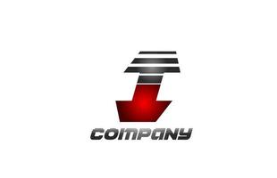 disegno dell'icona del logo della lettera dell'alfabeto i in colore sfumato grigio rosso per affari e società vettore