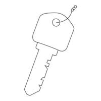 continuo singolo linea arte disegno di serratura chiave schema vettore illustrazione
