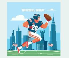 superbowl Domenica con un' uomo giocando americano calcio illustrazione vettore