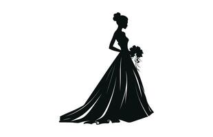 un' sposa nero silhouette vettore arte isolato su un' bianca sfondo