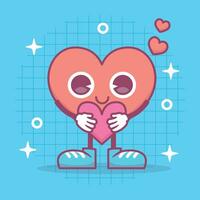 cuore divertente cartone animato personaggio Tenere cuore. contento San Valentino giorno concetto. romantico mascotte. piatto vettore illustrazione.