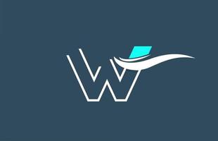 w icona logo lettera alfabeto bianco blu per azienda con design swoosh