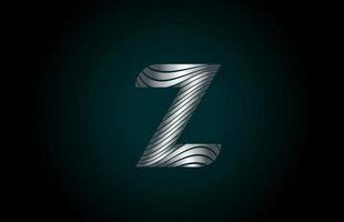icona del logo della lettera dell'alfabeto grigio argento z per l'azienda. design della linea metallica per l'identità aziendale vettore