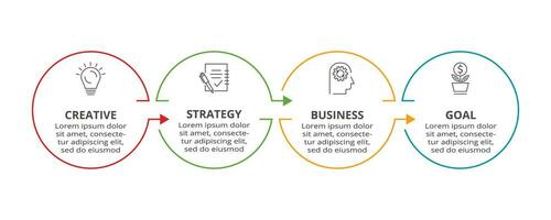 linea concetto per Infografica con 4 passi, opzioni, parti o processi. attività commerciale dati visualizzazione. vettore