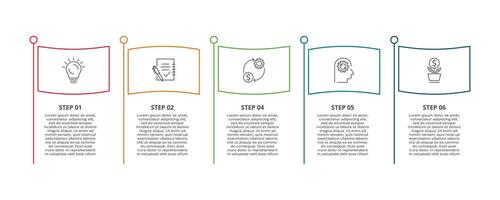 linea concetto per Infografica con 5 passi, opzioni, parti o processi. attività commerciale dati visualizzazione. vettore