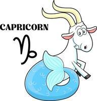 Capricorno cartone animato personaggio oroscopo zodiaco cartello vettore