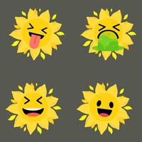 collezione di differenza emoticon icona di carino sole cartone animato su bianca sfondo vettore illustrazione
