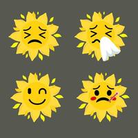 collezione di differenza emoticon icona di carino sole cartone animato su bianca sfondo vettore illustrazione