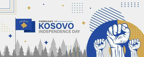 vettore illustrazione di kosovo indipendenza giorno celebre ogni anno su febbraio 17. saluto carta manifesto design con kosovo bandiera. manifesto bandiera nel classico retrò tema stile