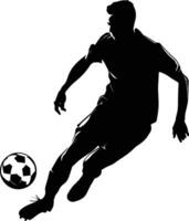 ai generato silhouette calcio calcio giocatore pieno corpo nero colore solo vettore