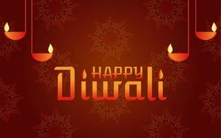 illustrazione vettoriale di diwali felice, illustrazione di banner vettoriale di diwali felice con diya - lampada a olio, illustrazione di diwali con tipografia, disegno vettoriale di diwali creativo per biglietto di auguri e sfondo.