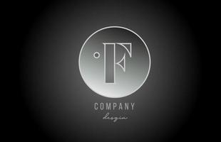 design dell'icona del logo della lettera dell'alfabeto in metallo grigio argento f per l'azienda e il business vettore