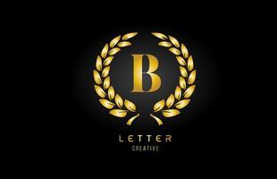icona del logo della lettera dell'alfabeto oro dorato b con disegno floreale per affari e società vettore