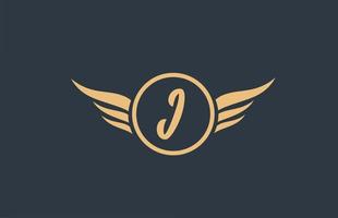 logo della lettera dell'alfabeto giallo blu con icona delle ali delle ali e cerchio per il design aziendale e l'azienda vettore