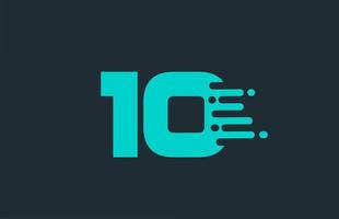 10 dieci icona logo numero blu con design di linea per azienda e business vettore