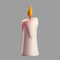 3d candela su grigio sfondo. candela con ardente fiamma per il vacanza, compleanno. vettore illustrazione