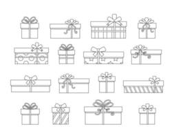 impostare scatole regalo. illustrazione vettoriale di contorno