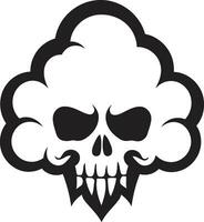 mistico nebbia nero cranio nel nube emblema nebuloso nexus nube sagomato cranio icona design vettore