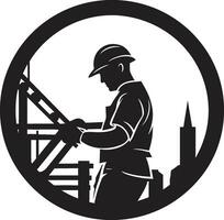 costruzione visionario lavoratore icona lavoratori marchio vettore costruzione icona