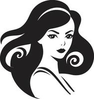 senza tempo eleganza ragazza viso logo design bello contorni iconico viso Immagine vettore