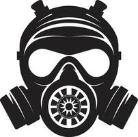 onice sentinella nero gas maschera emblema icona ossidiana difensore gas maschera vettore logo design