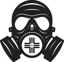 lunare protettore nero gas maschera logo simbolo eclisse difensore gas maschera vettore icona design