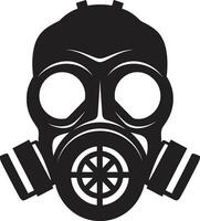 buio scudo gas maschera vettore logo mezzanotte custode nero gas maschera icona emblema