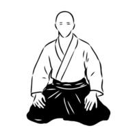 combattente aikido vettore schizzo