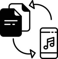 musica File per Telefono solido glifo vettore illustrazione