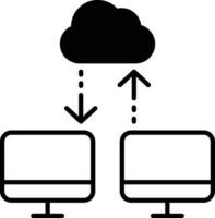 nube dati e computer solido glifo vettore illustrazione