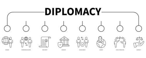 diplomazia bandiera ragnatela icona vettore illustrazione concetto