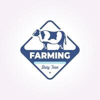 rustico latte logo design emblema. bestiame azienda agricola icona illustrazione modello vettore