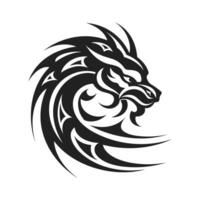 tribale tatuaggio di il Drago testa silhouette ornamento piatto stile design vettore illustrazione
