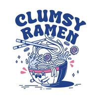 carino goffo ramen illustrazione design vettore