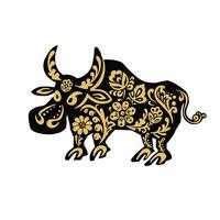 toro, bufalo, Toro con retrò nero e oro vettore illustrazione eps 10