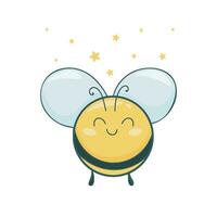 carino amichevole ape clip arte nel cartone animato stile vettore