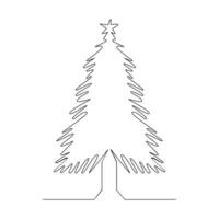 Natale albero nel continuo singolo linea arte schema facile disegno vettore illustrazione e minimalista design