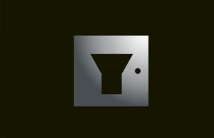 logo della lettera dell'alfabeto in metallo grigio y per società e affari con design quadrato. modello metallico per identità aziendale vettore