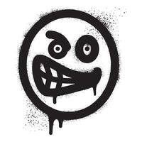 arrabbiato viso emoticon graffiti con nero spray dipingere vettore