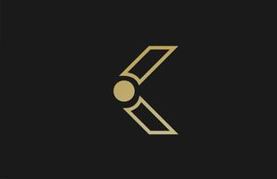 design del logo della lettera dell'alfabeto della linea k dorata dell'oro con l'icona del cerchio per l'azienda e il business vettore