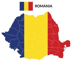 Romania carta geografica. carta geografica di Romania con Romania bandiera vettore