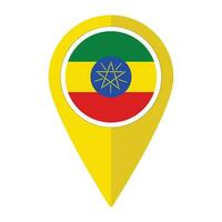 Etiopia bandiera su carta geografica Pinpoint icona isolato. bandiera di Etiopia vettore