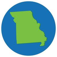 Missouri stato carta geografica nel globo forma verde con blu il giro cerchio colore. carta geografica di il noi stato di Missouri. vettore