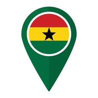 Ghana bandiera su carta geografica Pinpoint icona isolato. bandiera di Ghana vettore