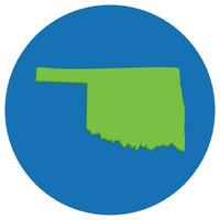 carta geografica di Oklahoma nel globo forma verde con blu il giro cerchio colore. Oklahoma carta geografica. Stati Uniti d'America carta geografica vettore
